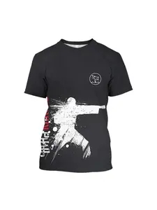 3D Printed Men's Short-Sleeve T-Shirt, Men's Karate Pattern T-Shirt, Fashionable Crew Neck Pullover, Loose-Fitting Short-Sleeve T-Shirt, Sports Top