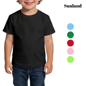 Sunland Kids Crew Neck Short Sleeve Soft Fabric T-Shirt, Summer Casual Solid Top, Loose Fit Everyday Streetwear, Comfortable Basic Half-Sleeve Tee for Kids summervibes