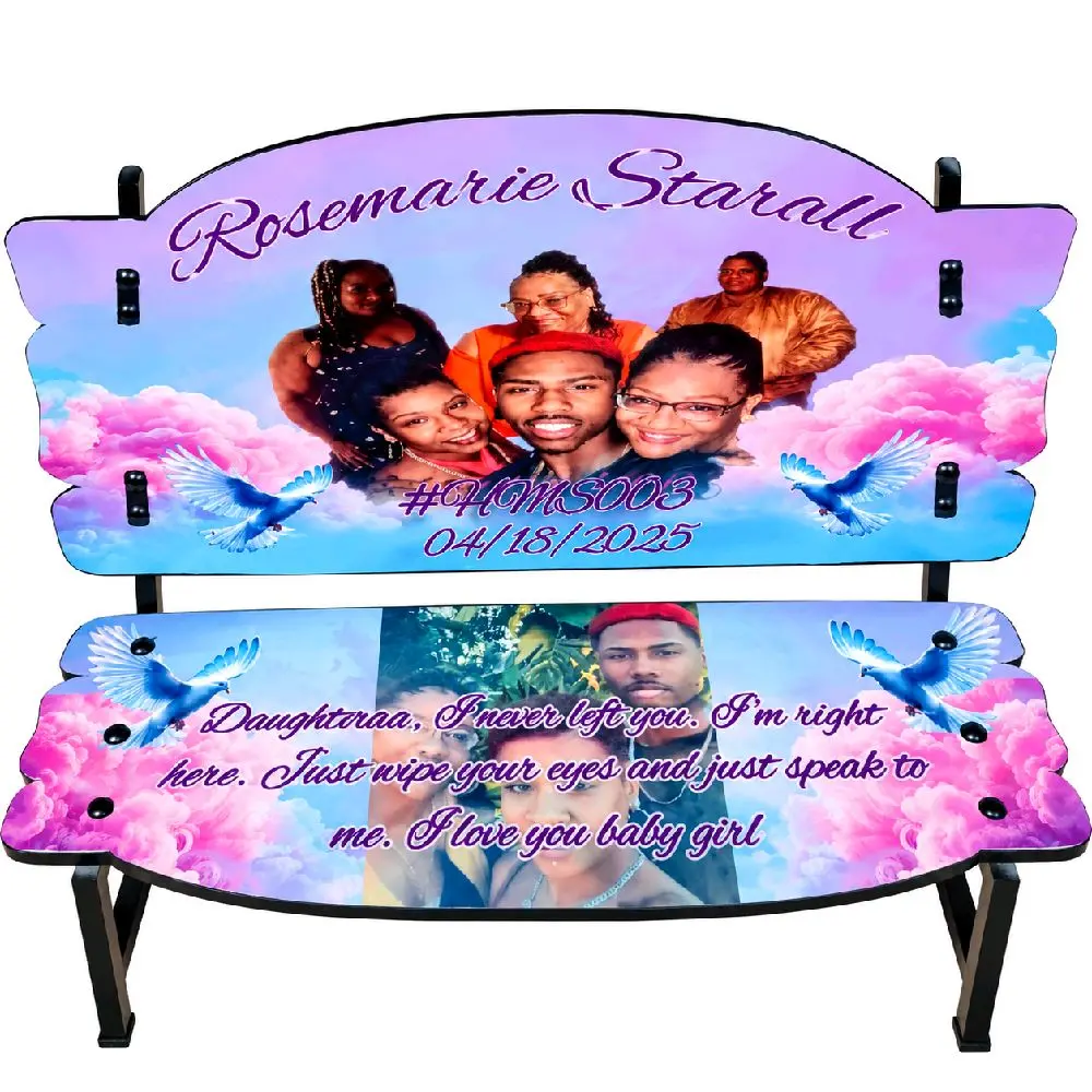 Personalized Memorial Keepsake Bench – Custom Photo MDF Sublimation Memorial Decor – In Loving Memory Gift
