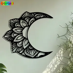 1pc Mandala Moon Metal Wall Art, Boho Crescent Moon Statue Mural, Boho Decor, Intricate Craftsmanship, Perfect for Ramadan, New Year Decor, Perfect for Bedroom Balcony Studio Decor, Ideal Gift for Boho Enthusiasts.