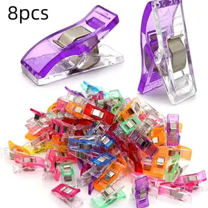8 Pieces Colored Plastic Grommet Sewing Crystal Hemming Awl Fixing Clips, Small Clips for DIY Crafts and Clothing Repair