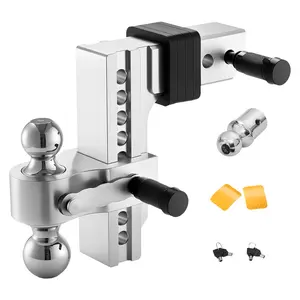 VEVOR Adjustable Trailer Hitch,  8-Inch Drop Hitch, Tri-Ball Mount for 2.5-Inch Hitch Receiver, Trailer Ball Size 1-7/8", 2" & 2-5/16", Max 18500 lbs Ball Hitch, Towing Hitch for RVs, ATVs, and Trucks