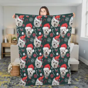 West Highland White Terrier Dog With Candy Blanket, Christmas Decor, West Highland White Terrier Dog Decor, Gifts For Dog Lovers, Christmas Gift, Sofa Throw Blanket Comfort Warmth Soft Blanket Fleece Blanket, Sherpa Blanket