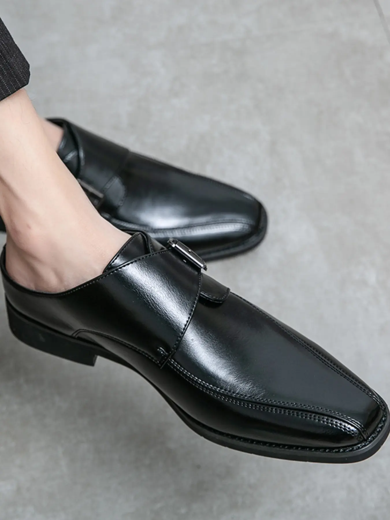 Men's Classic Business Casual Half Slippers Buckle Design, Simple Fashion Trendy Daily Commute Shoes, Comfortable Office