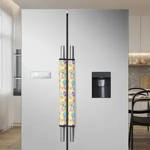 2Pcs Easter Bunny & Egg Refrigerator Handle Covers, Festive Style, Polyester Kitchen Appliance Decor - Non-Slip, Anti-Static, Fingerprint Resistant, Removable & Reusable Protective Sleeves for Refrigerator, Dishwasher, Microwave & Oven.1.10QWA-189