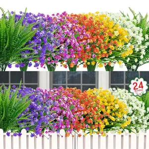Artificial Flower, 24pcs/set Colorful Faux Flower, Decorative Flower for Home Garden, Porch, Window Box, Yard and Seasonal Celebration, Fruit, Artificial Flower Arrangements, Plastic Flower Decoration, Decoration Items
