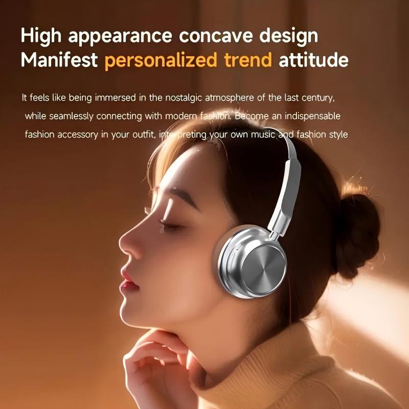 CR-20 Wireless Bluetooth 5.4 Over-Ear Headphones, Retro Maillard Metal Design, 8H+ Battery, ENC Noise Reduction, Low Latency, IPX4