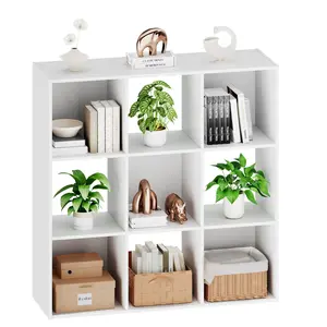 【New】9-Compartment Storage Organizer, Bookcase, Display Stand, Living Room Decoration With Removable Back Panel，Easy to assemble，For Books, decorations, toys, and other household items