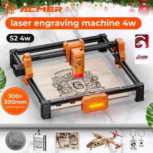 ACMER S2 4W Laser Engraving and Cutting Machine, suitable for materials such as wood, artificial leather, acrylic, ceramics, and coated metals | Ideal for individual creators, wood carving enthusiasts, and DIY craft lovers.