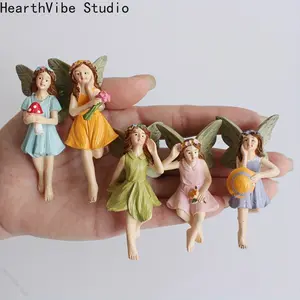 Set of Five Flower Fairy Garden Figurines, Designed for Potted Landscapes, Showcasing Five Fairy Sisters Who Share a Bond, Creating a Cozy Garden Vibe, Perfect for Home Vase Embellishments, Suitable for Various Decorative Settings
