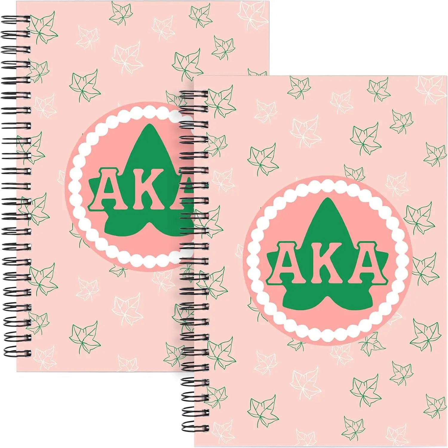 AKA Gifts 2 count Spiral Notebook AKA Sorority Gifts for Women Girl Sisters Lined Journal for Women 1908  and Green Notebook for Work School Note Taking (2 Spiral AKA Leaf)