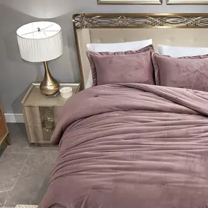 Poly Plush Comforter Set, 3 Pieces (Dusty Mauve, Queen)
