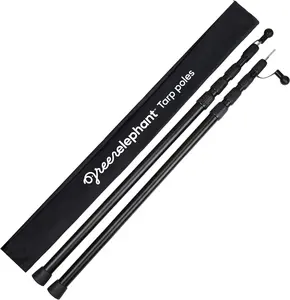 Camping Tarp Poles - Adjustable  Telescoping Tent Poles for Tarps, Canopy & Awning - Heavy Duty Collapsible Pole Set of 2 - Extends 8ft, Shrinks to 2ft - Caravan & Beach Shade