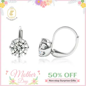 EOM 18K Gold-Plated Moissanite 1ct Crown Solitaire Earrings Birthday Valentine's Day Wedding Engagement Anniversary Daily Wear Jewelry mothersdaygift