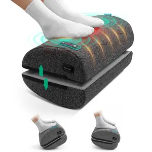 Vibration Foot Rest with Heat & Swing Function, Adjustable Ergonomic Footrest for Under Desk, 3 Graphene Heat Levels, 3 Massage Modes, Timer, Office & Home Relaxation Foot Stool