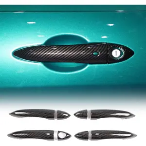 ABS Car Outer Door Handle Grab Decoration Cover Trim Compatible with Alfa Romeo Giulia 952 Stelvio 949 2017-2022 Molding Accessories,8PCS (Carbon Fiber Grain, with Smart Keyhole)