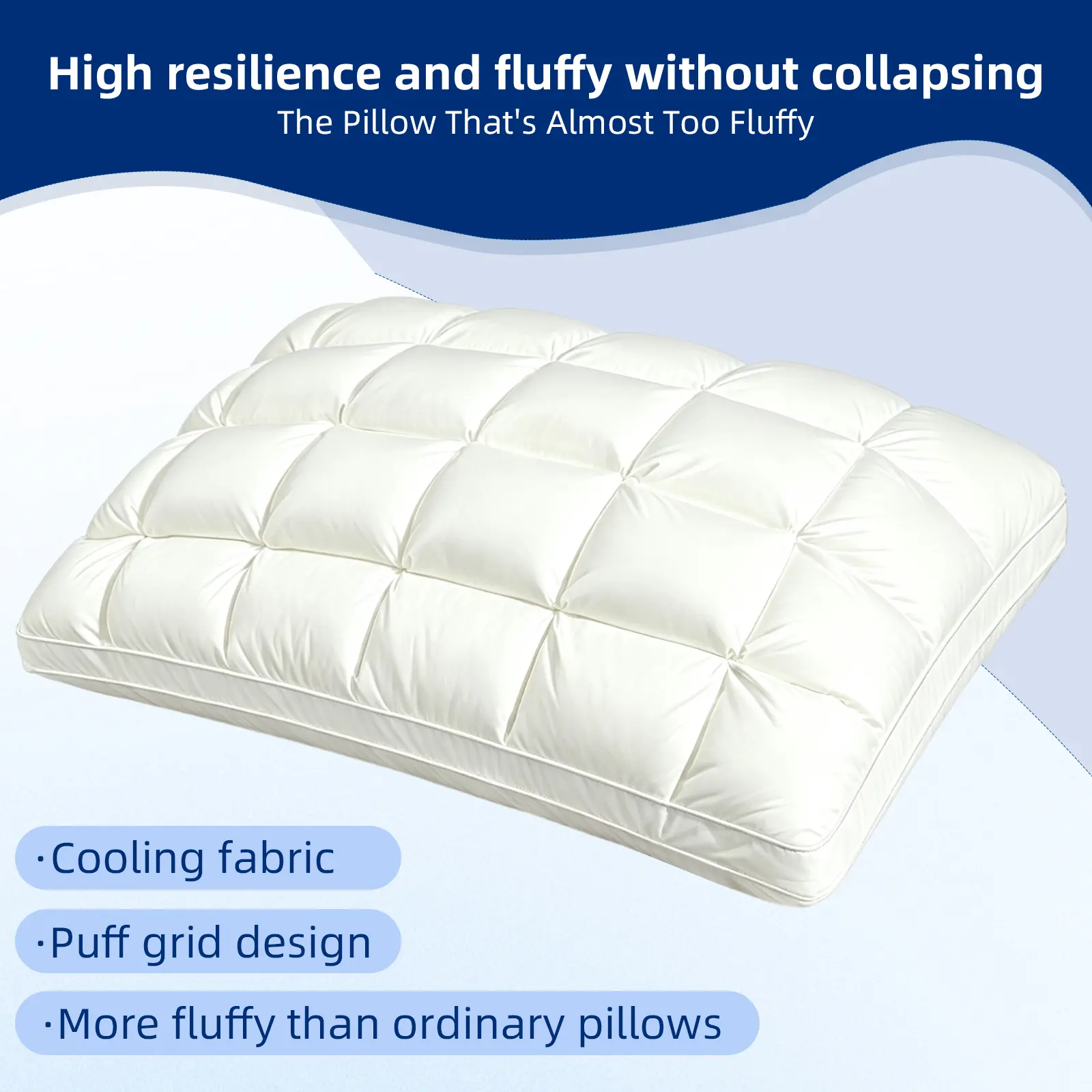 Luxury Queen-Size Bed Pillows, Fluffy Down Alternative Pillows for Side, Back, and Stomach Sleepers, Machine Washable hotel relief pain shoulder bedding ideal  deep Ergonomic support hotel quality 5-star soft neck rebound slow husband use home large sleep