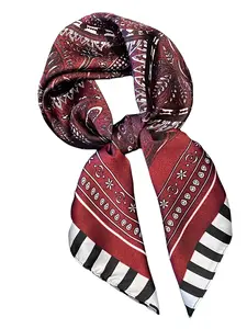 Paisley Floral Print Silk Square Scarf, Vintage Boho Headscarf for All Seasons, Stylish Hair Accessory for Women, Boho Style Scarf, Floral Print Shawl, Floral Pattern Shawl