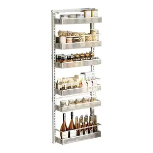 Garvee 6-Tier Adjustable Metal Storage Basket to Hang on a Door - Pantry Organizer to Hang or Mount on the Wall - Kitchen Spice Box Organizer
