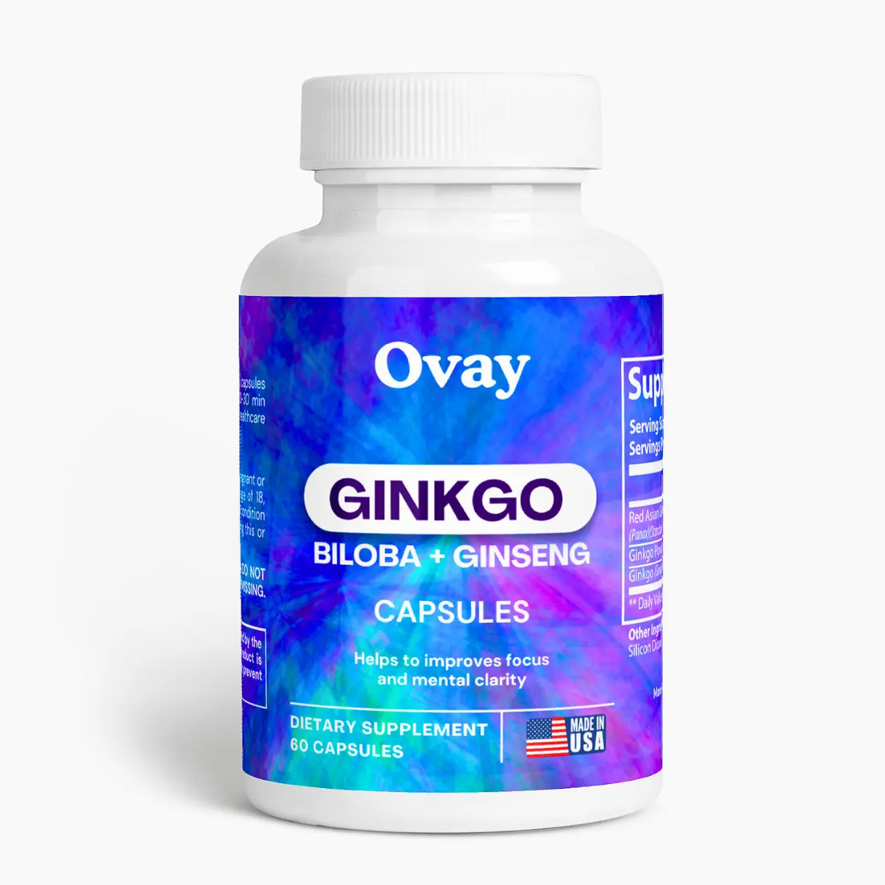 Ovay Ginkgo Biloba + Ginseng - Supports Performance + Energy + Memory Healthcare Supplement