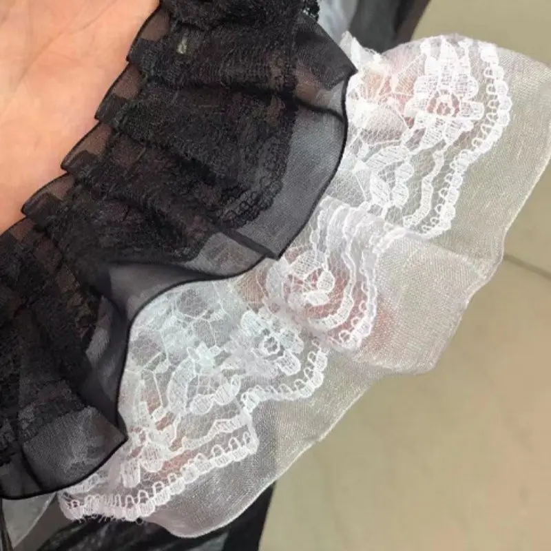 5cm Lace Snow Silk Ribbon, Lace Detailing, Double Layer Pleated Collar Trim, Home Textile Accessories, Clothing Sewing Supplies, Discounted Edging