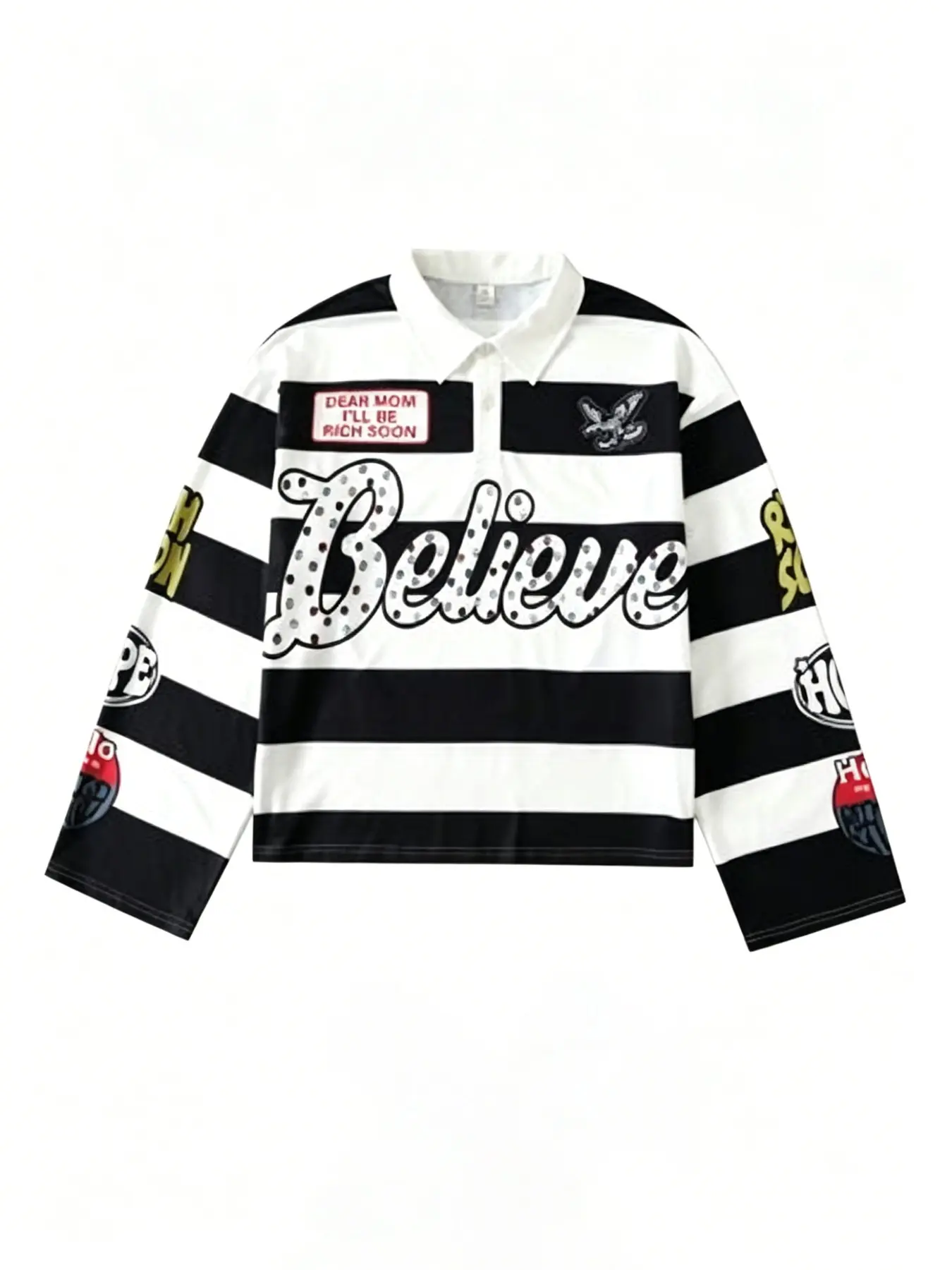 Y2K Style Striped Polo Shirt, Vintage Streetwear Fashion Classic 