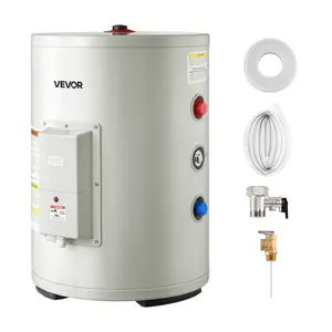 fathersdaygift VEVOR 12 Gallon Electric Tank Water Heater, 1600W Point-of-Use Hot Water Heater with LED Display, Knob Control, Side Outlet, 120V Storage Design with TP Valve for Small Apartments Studios, Gray