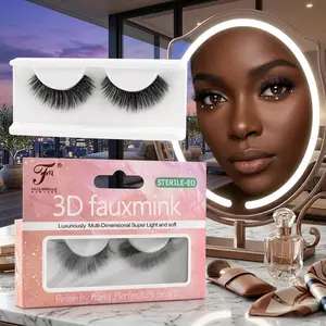 Premium 3D Faux Mink Lashes by Face Miracle. Medical Grade Eyelashes Safe for Sensitive Skin. Ultra-Thin Invisible Band & 17mm Volume.