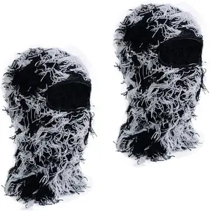 2 Pack Distressed Balaclava Ski Masks for Men,Shiesty Sheisty Knitted Masks for Cold Weather,Women Winter Full Covering