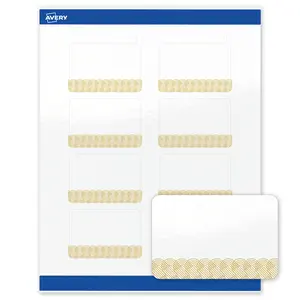 Avery Printable Rectangle Labels, 2" x 3", Glossy White, Pre-printed Gold Lace Trim Design, Sure Feed Technology, Laser & Inkjet Compatible, 160 Total, Great for Branding, Marketing, and Events