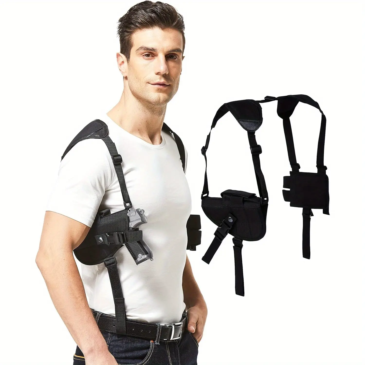 Multi Fit Universal Concealed Shoulder Holster - Fits Compact to Large Handguns, Includes Cartridge Bag, Ambidextrous for Right/Left Hand Gun Accessories (Sports & Outdoor Gear), Multi Fit Holster, Universal Holster gym bag