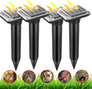 Solar Mole Repellent Ultrasonic 4 Pack Outdoor Powered Sonic Deterrent, IP66 Waterproof for Animal Scare device for Lawn Garden & Yard Home Get Rid of Moles Voles Gophers Rats Rodents