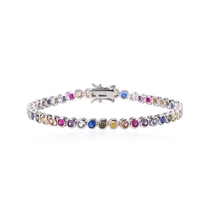 istone 14K Gold Plated Cubic Zirconia Tennis Bracelet Stackable Hypoallergenic Jewelry for Women