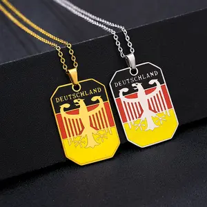 A male and female couple retro ethnic style German eagle drip oil pendant necklace