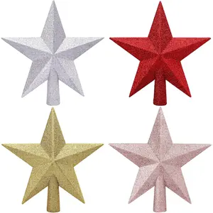 4 count 4 Inches Glitter Mini Christmas Tree Topper Mini Xmas Tree Topper Ornaments for Small Christmas Tree Decoration
