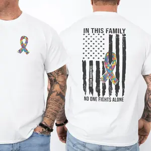 Autism Awareness Shirt for Men, Autism Support Squad Tee, Autism Puzzle Piece Ribbon Shirt, Autism Family Support Gift for Dad