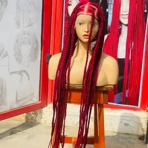 Beautiful Handmade 36-40” Jumbo Box Braids Wigs for Black Women - Durable, Comfortable, and Secure Fit with Knotless Braids