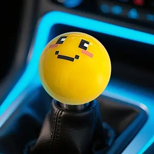 Pixel Smile Gear Shift Knob Head, Universal Auto Manual Fit, Three Adapter Threads, Car Interior Accessory, Easy Installation
