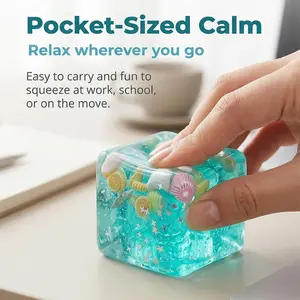 Square Gel Ice Cube Stress Ball, Slow Rebound Malt Sugar Island Shell Ice Cube, Portable Office Stress Relief Toy, 1 Piece