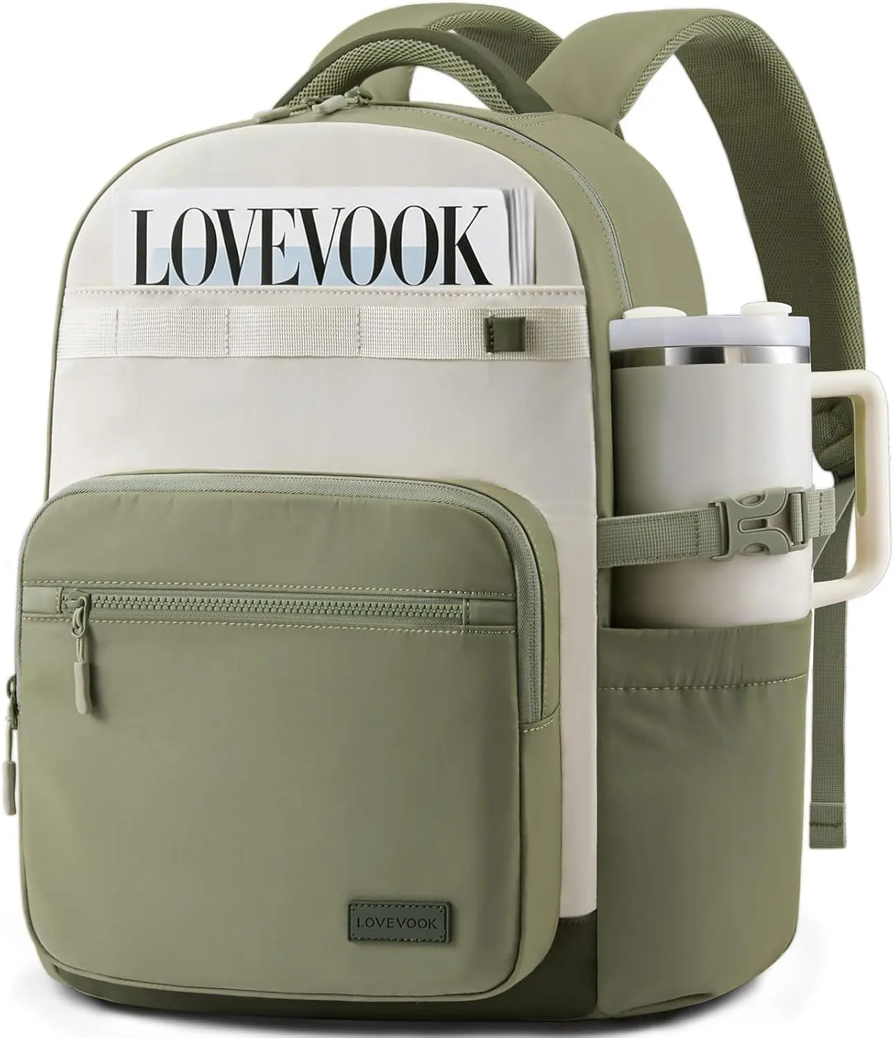 Laptop Backpack for Women with 40oz Tumbler Holder, Lightweight School Backpack Fits 15.6 Inch Laptop, Cute College Backpack for Work, Travel & Daily Commute