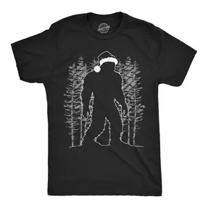 Mens Funny T Shirts Bigfoot Santa Sarcastic Christmas Sasquatch Graphic Novelty Tee for Men Mens Funny T Shirts Cool Vintage Fashion T-Shirt Gift Classic Menswear Christmas Apparel for Men Funny Sarcastic Short Black -