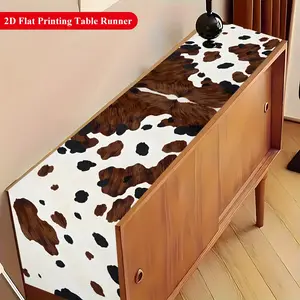 2D Flat Printing with Cowhide Pattern Spots, Suitable for Vibrant Cultural Decoration of Dining Tables, Coffee Tables, Home Decor, Kitchens, Parties, Festivals, 72x13 Inches