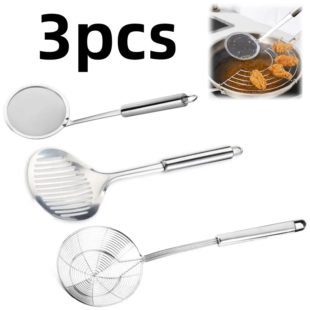 Spider Strainer Set, Durable Stainless Steel Skimmer Spoons with Holes - Heat Resistant Utensil Scoop for Frying Food, Cooking Pasta, and Draining Oil, Unscented, Utensils, Slotted Spoon, Kitchen, Fry Foods, 13 In