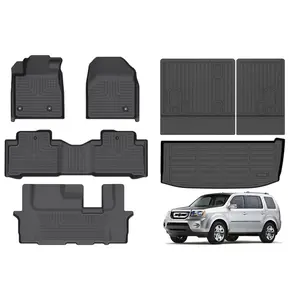KELCSEECS Honda Pilot 2009-2015 Floor Mats & Cargo Liners All-Weather TPE Front & Rear Row & Trunk Mats  Accessories Non-Slip Custom Fit Waterproof Easy Clean Eco-Friendly Safe Durable 3D Laser Scans