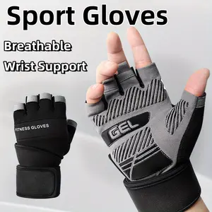 Fitness Gear Gym Gloves Half-Finger Breathable Workout Gloves for Men Women Padded Weight Lifting Gloves with Wrist Wraps Support Adjustable Handles Strap Anti-Slip Silica Points