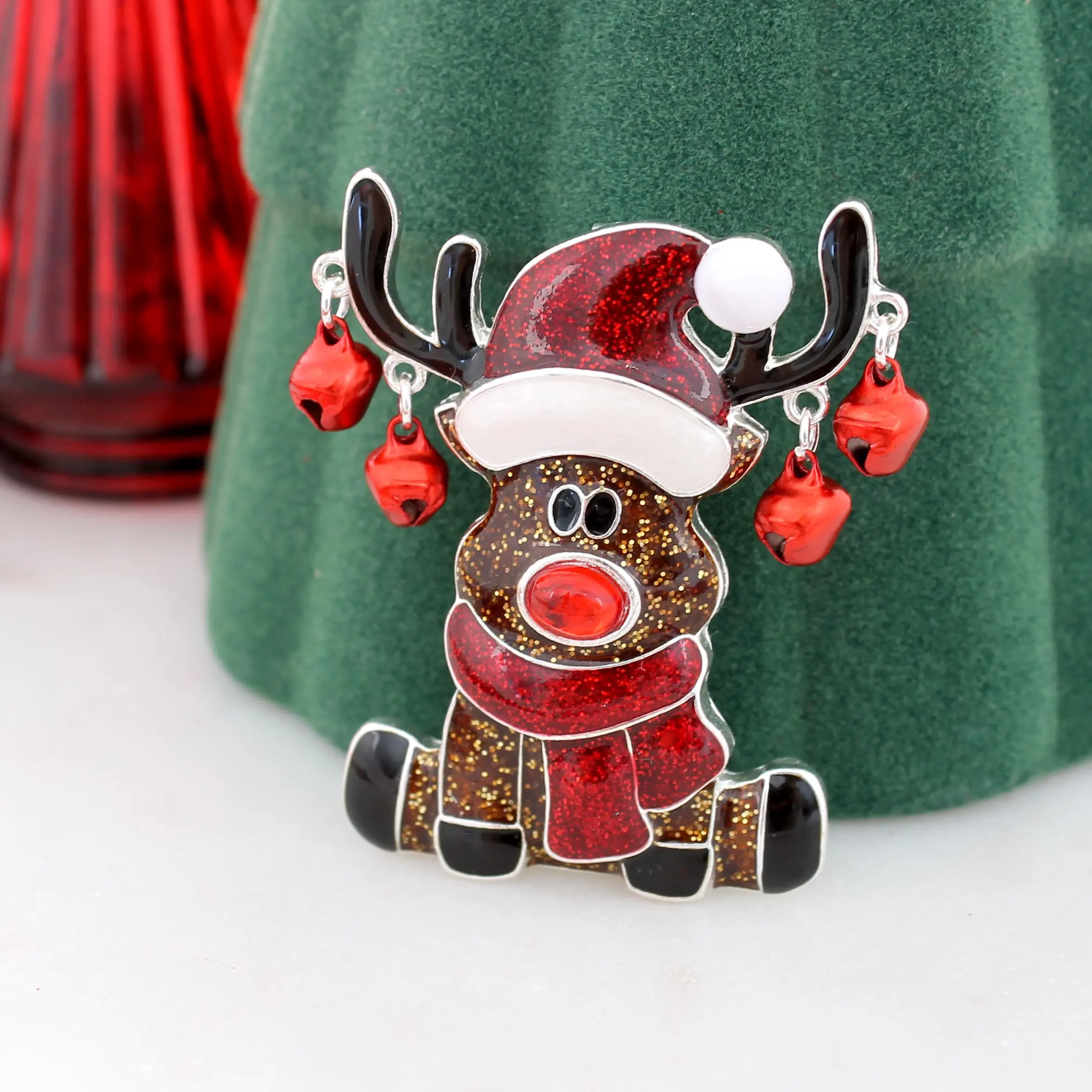 Jingle Bell Reindeer Christmas Convertible Pin/Pendant
