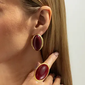 Autumn Maillard Resin Gem Ring Retro Geometric Irregular Band INS Trendy Niche Aesthetic Stackable Finger Jewelry Warm Tone Vintage Stylish Dainty Fashion Accessories for Women Daily Party Street Fall Casual Outfit Layering Wear