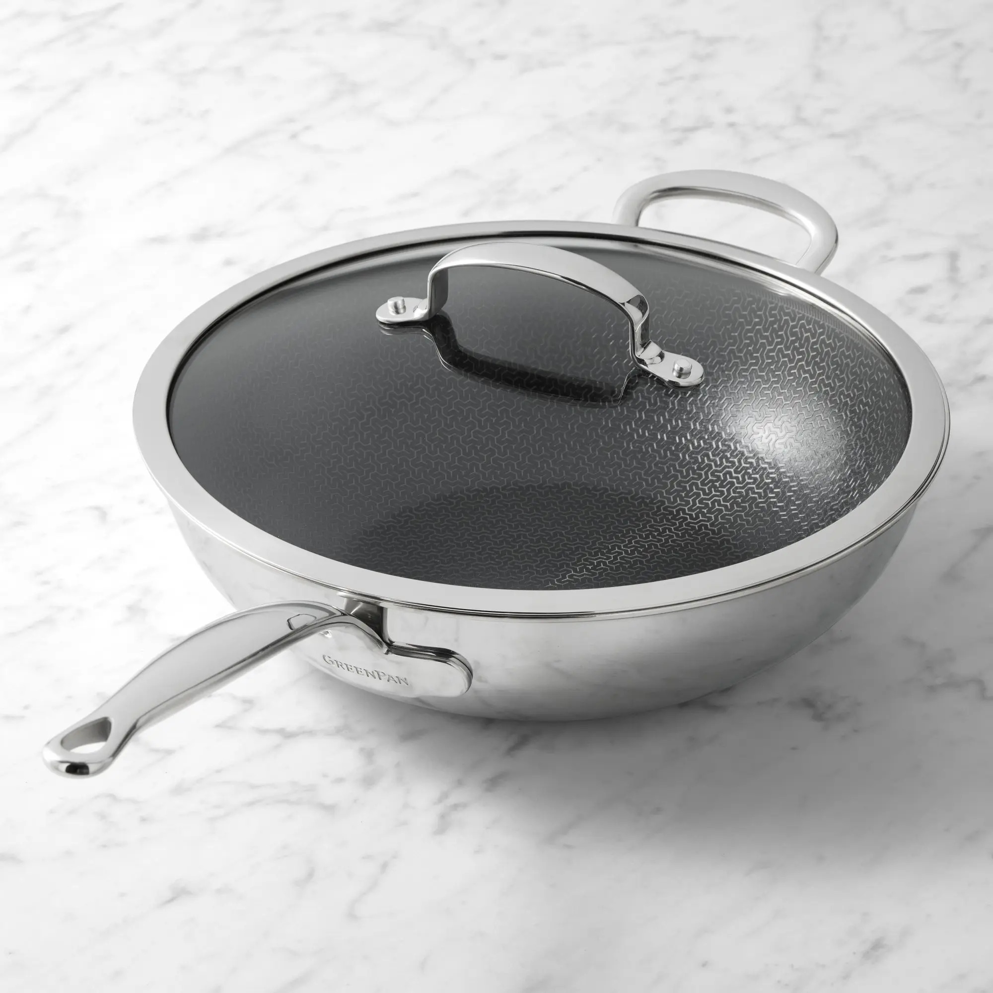 GreenPan Premiere Max Hybrid Stainless-Steel Ceramic Nonstick Wok, 12"