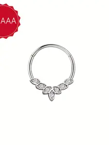 Unisex Fashion Nose Ring, Seven Leaf Design with Synthetic Zircon, Elegant and Unique, Suitable for Daily Casual or Vacation Wear, Hypoallergenic