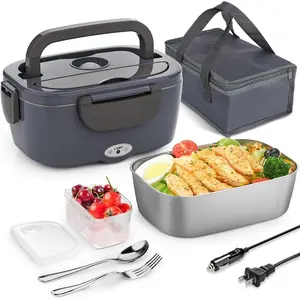 Electric Lunch Box Food Heater 80W Portable Food Warmer for Car/Home 1.5L Heated Lunch Box for Adults